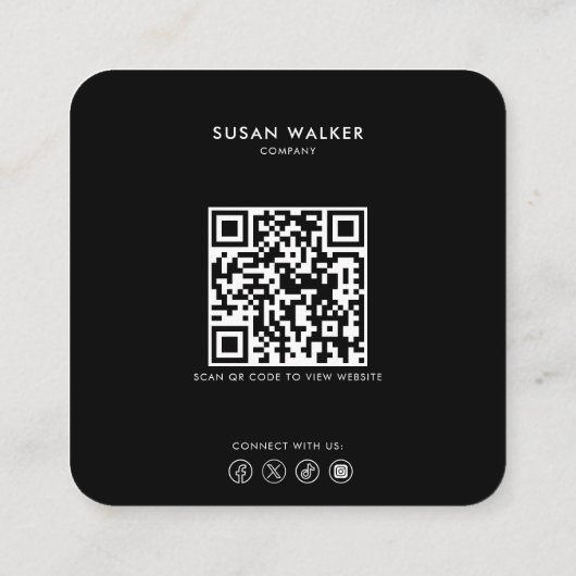 Formele minimalistische zwart-wit makelaar vierkante visitekaartje (Achterkant)