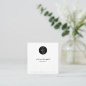 Formele minimalistische zwart-wit psycholoog vierkante visitekaartje (Staand voorkant)