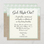 Formele Mint Burlap Lace Girls Night Out Uitnodigi Kaart (Voorkant / Achterkant)