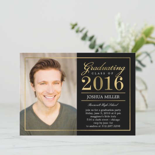 Formele Modern bewerkbare kleur Afstuderen uitnodi Kaart (Staand voorkant)