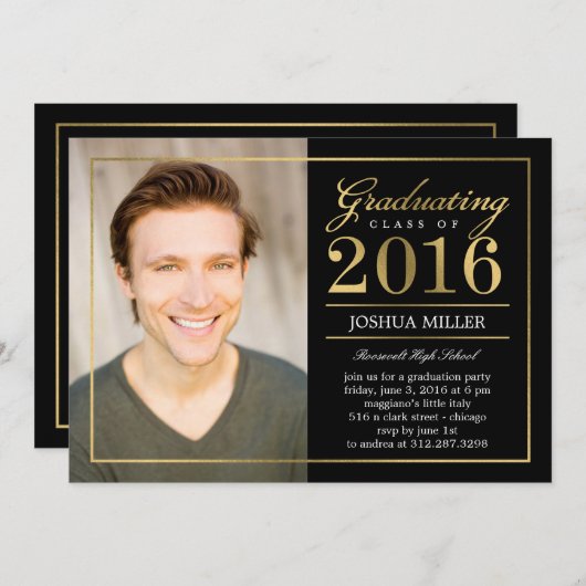 Formele Modern bewerkbare kleur Afstuderen uitnodi Kaart (Voorkant / Achterkant)