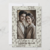 Formele Moderne Bloemen Huwelijk Dank u Kaart Grij (Voorkant)