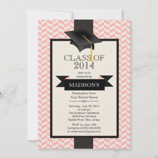 Formele moderne Chevron Graduation Party Kaart (Voorkant)