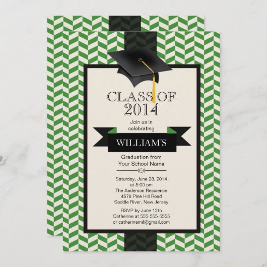 Formele moderne Chevron Graduation Party Kaart (Voorkant / Achterkant)