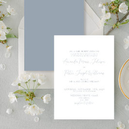 Formele moderne kalligrafie Stusty Blue Wedding Kaart