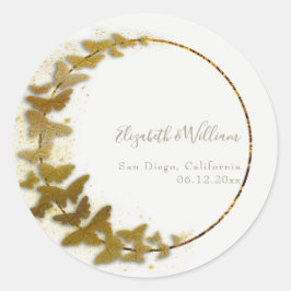 Formele moderne klassieke boho Gold Butterfly brui Ronde Sticker