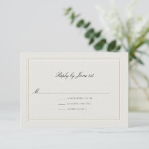 Formele Moderne Klassieke Elegante Ecru Bruiloft RSVP Kaartje