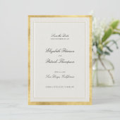 Formele moderne klassieke nep gouden ecru bruiloft save the date (Staand voorkant)