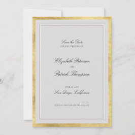 Formele moderne klassieke nep gouden ivoor trouwka save the date