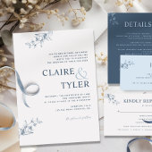 Formele, moderne minimale Typografie Blue Wedding Kaart