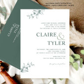 Formele, moderne minimale typografie Green Wedding Kaart