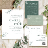 Formele, moderne minimale typografie Green Wedding Kaart