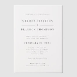 Formele Moderne Minimalistische Zwarte Typografie  Vellum Uitnodigingen