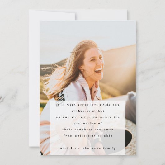 formele, moderne volledige fotouniversiteit aankondiging (Achterkant)