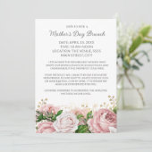 Formele Moederdag Brunch Roze Bloemen Kaart (Staand voorkant)