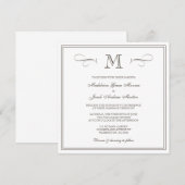 Formele monogram bruiloft kaart (Voorkant / Achterkant)