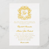 Formele Monogram Crest Elegante Bruiloft Alle Goud Folie Uitnodiging (Voorkant)