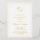 Formele monogram Elegant Engagement Party Gold Folie Uitnodiging (Voorkant)