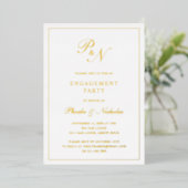 Formele monogram Elegant Engagement Party Gold Folie Uitnodiging (Staand Voorkant)