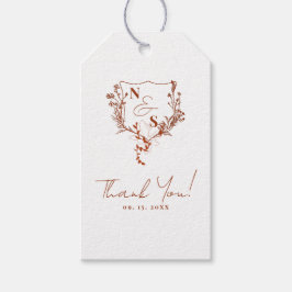 Formele Monogram Floral Crest Wedding Cadeaulabel