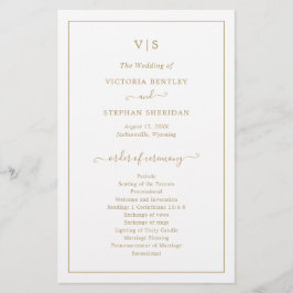 Formele monogram Gold Elegant Wedding Program