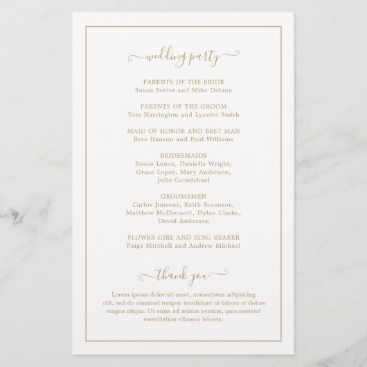 Formele monogram Gold Elegant Wedding Program (Achterkant)