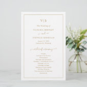 Formele monogram Gold Elegant Wedding Program (Staand voorkant)