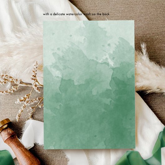 Formele Monogram Green Waterverf Wedding Kaart