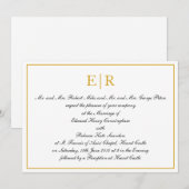 Formele monogram kalligrafie Elegant Gold Wedding Kaart (Voorkant / Achterkant)