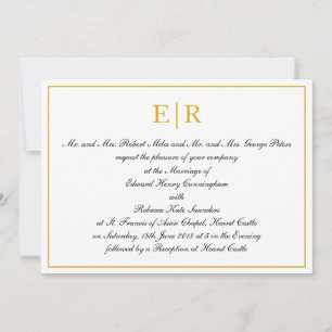 Formele monogram kalligrafie Elegant Gold Wedding Kaart
