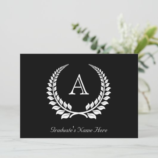 Formele monogram Laurel Black/White Kaart (Staand voorkant)
