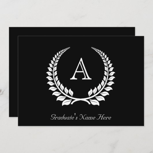 Formele monogram Laurel Black/White Kaart (Voorkant / Achterkant)