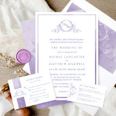 Formele Monogram Lavender Waterverf Wedding Kaart