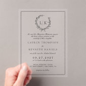 Formele Monogram Leaf Crest Wedding Acryl Uitnodigingen (Insitu (Draagbaar))