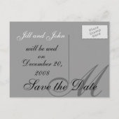 Formele Monogram M Save the Date Aankondiging (Achterkant)