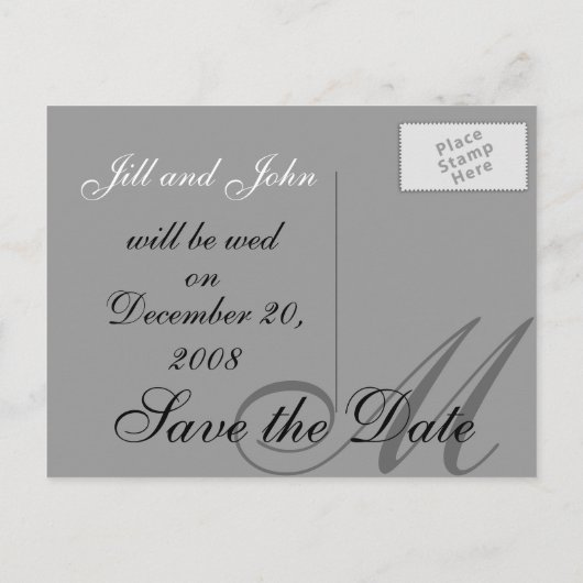 Formele Monogram M Save the Date Aankondiging (Achterkant)