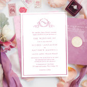 Formele monogram roze Waterverf bruiloft Kaart