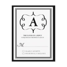Formele Monogram RSVP-kaart in zwart