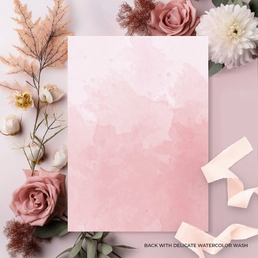 Formele monogram Stusty Roos Waterverf bruiloft Kaart