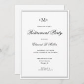 Formele Monogrammed Pensioen Partij Uitnodiging (Voorkant / Achterkant)