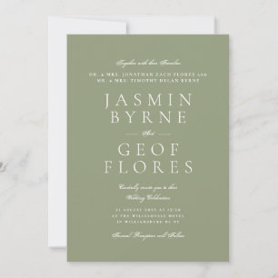 Formele Mosgroene Black Tie Elegante Trouwdag Kaart