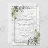 Formele mosterd Blauwe Eucalyptus Greenery Marmer Kaart (Voorkant)