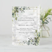 Formele mosterd Blauwe Eucalyptus Greenery Marmer Kaart (Staand voorkant)