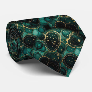Formele namaaks zijde Marmer Teal + Heren goud Stropdas