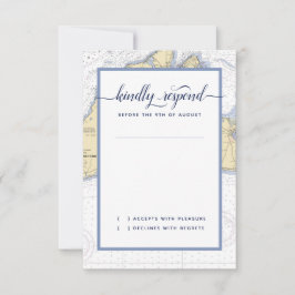 Formele nautische bruiloft Martha's Vineyard RSVP Kaartje