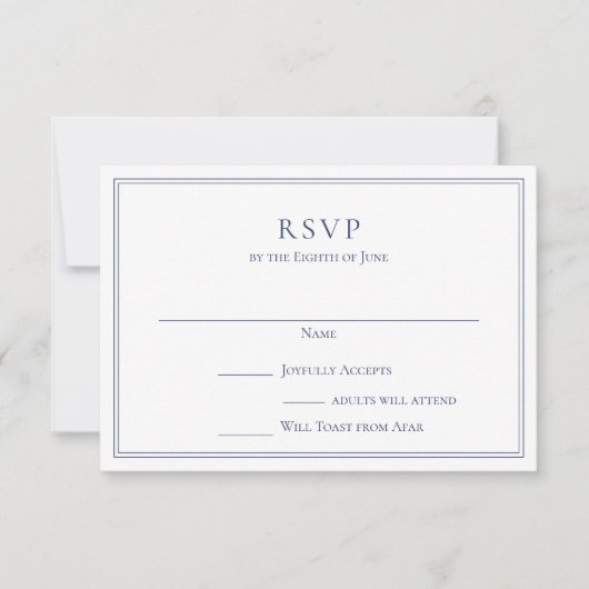 Formele Navy-antwoordkaart met rand Kaart (Voorkant)