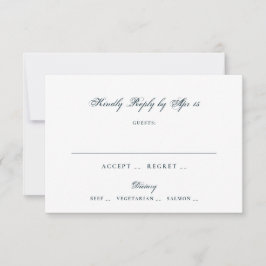 Formele Navy Blauwe Witte Klassieke Elegante Bruil RSVP Kaartje