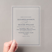 Formele Navy Blue Klassieke Script Bruiloft Acryl Uitnodigingen (Insitu (Draagbaar))