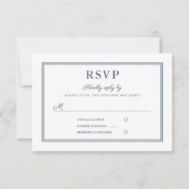 Formele Navy Blue Script Trouw-RSvp-kaart RSVP Kaartje