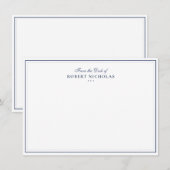 Formele Navy blue Script Two Rand Briefpapier Notitiekaartje (Voorkant / Achterkant)